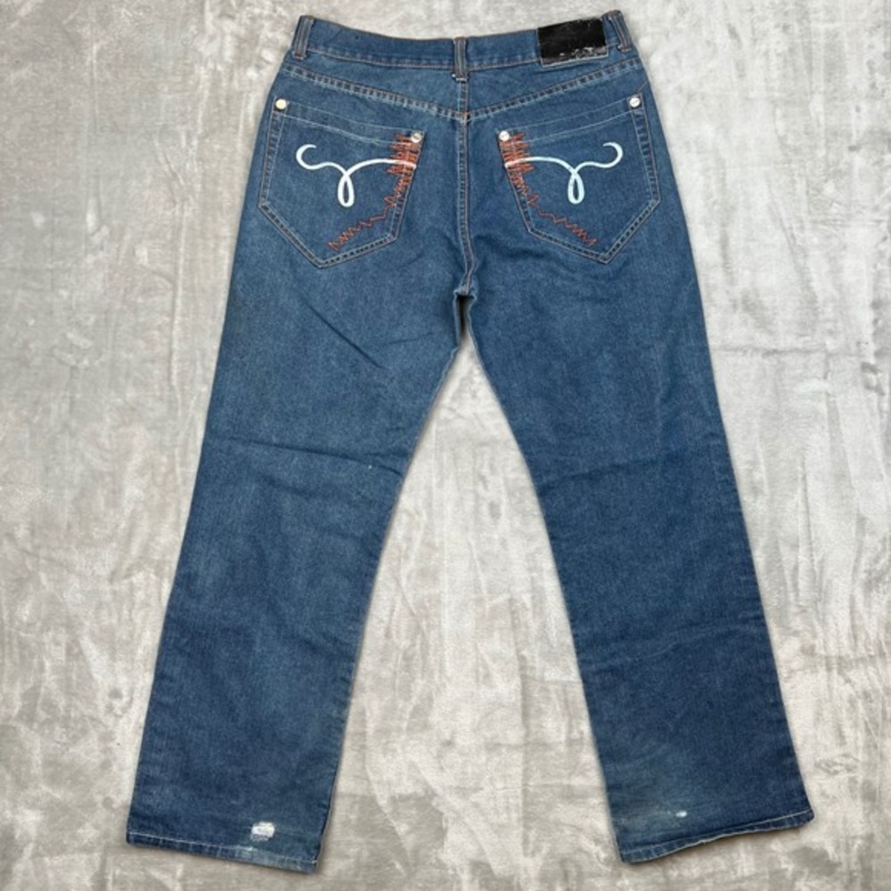 Vintage Chams Jeans Mens Size‎ 34 Blue Denim Straight Embroidered Pocket Jeans